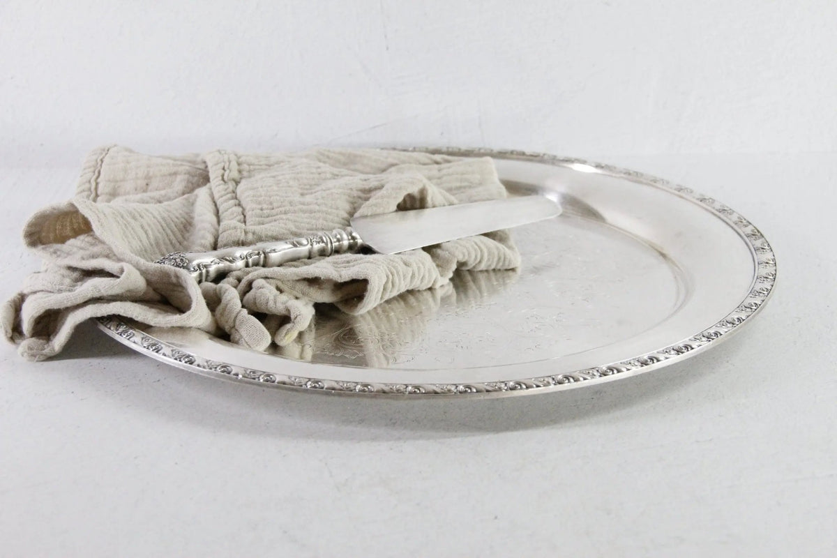 Vintage Silverplate Tray | Tudor Queen Bess 15" Gallery - Debra Hall Lifestyle