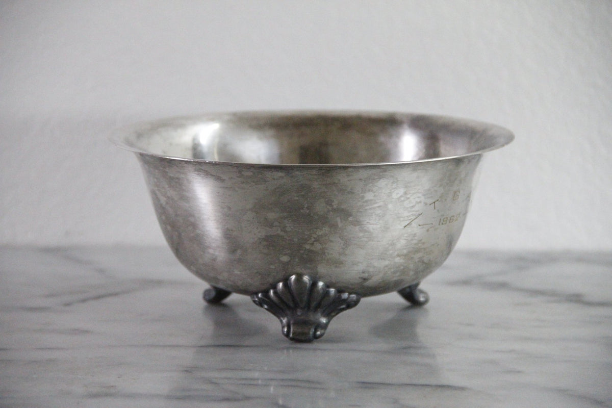Vintage Silverplate Trophy Bowl Bristol Silver Footed 1962 - Debra Hall Lifestyle