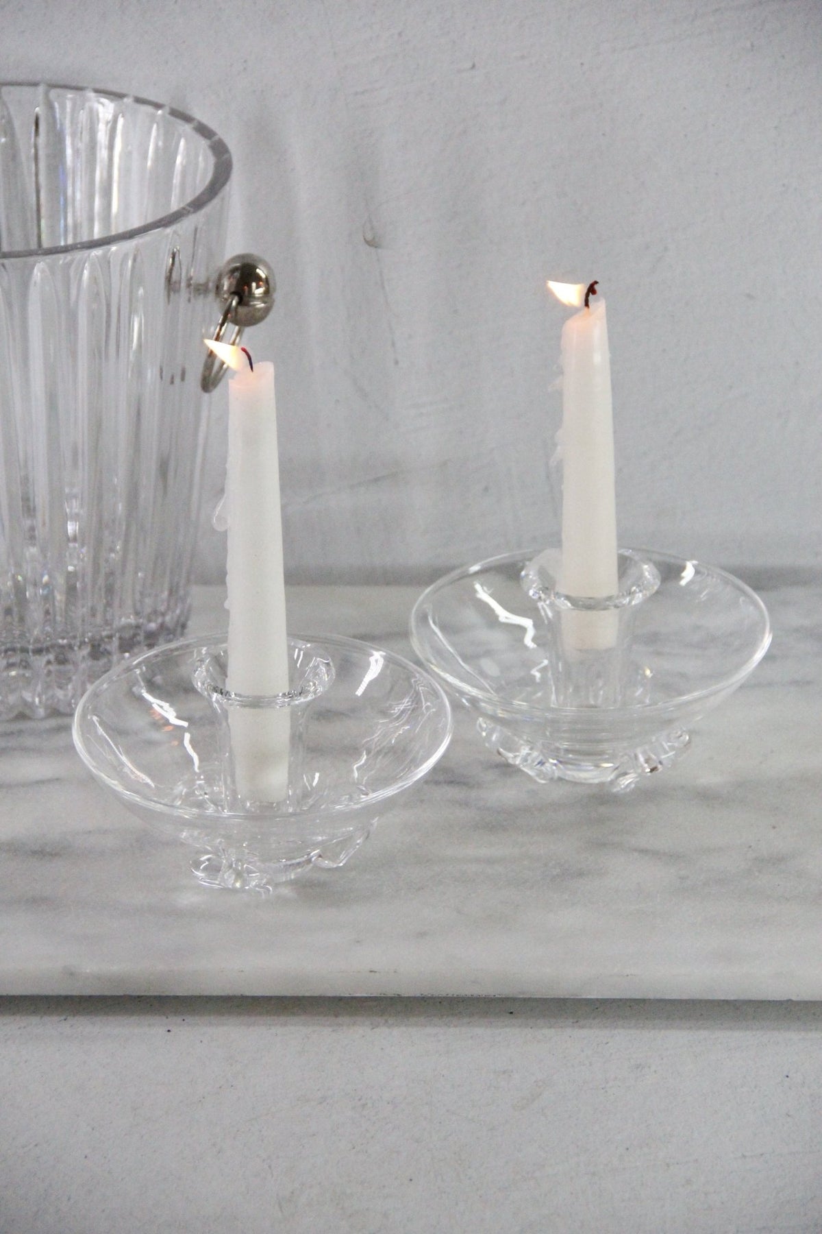 Vintage Steuben Crystal Candlestick Holders | Signed Pair - Debra Hall Lifestyle