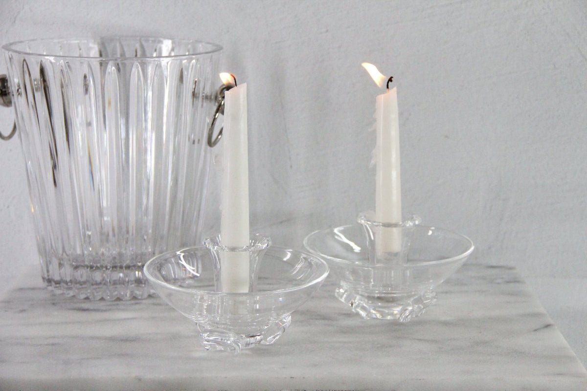 Vintage Steuben Crystal Candlestick Holders | Signed Pair - Debra Hall Lifestyle