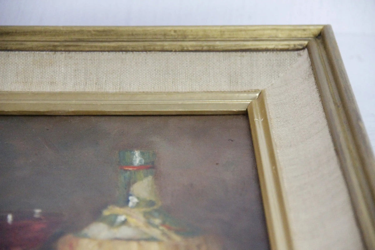 Vintage Still Life Painting | Mid Century Chianti Bottle Signed - Debra Hall Lifestyle