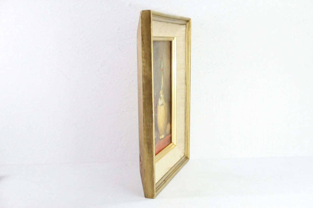 Vintage Still Life Painting | Mid Century Chianti Bottle Signed - Debra Hall Lifestyle