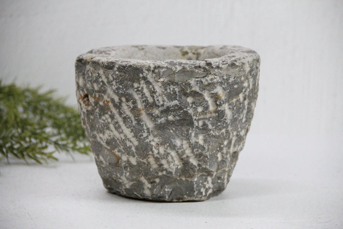 Vintage Stone Mortar | Hand Carved Garlic Grinder - Debra Hall Lifestyle