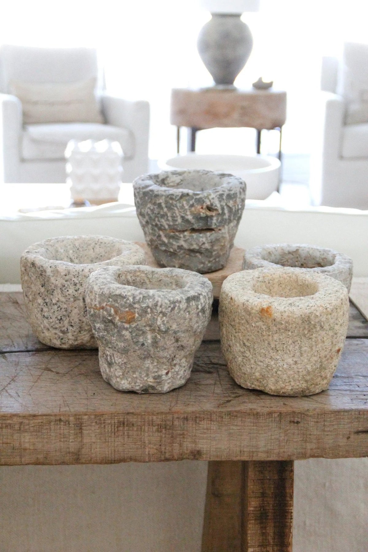 Vintage Stone Mortar | Hand Carved Garlic Grinder - Debra Hall Lifestyle
