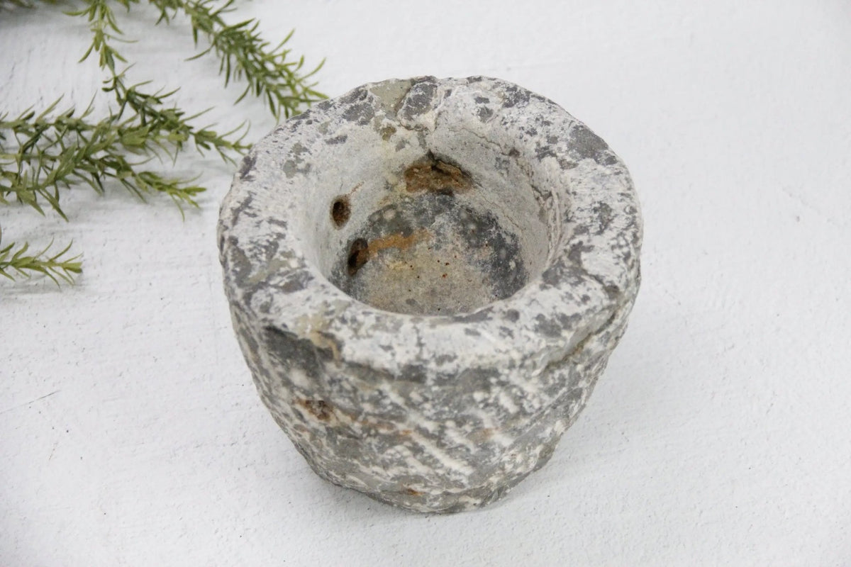Vintage Stone Mortar | Hand Carved Garlic Grinder - Debra Hall Lifestyle