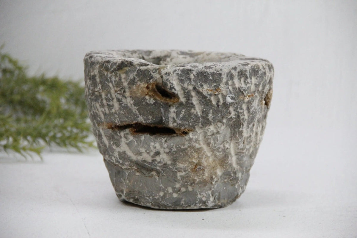 Vintage Stone Mortar | Hand Carved Garlic Grinder - Debra Hall Lifestyle
