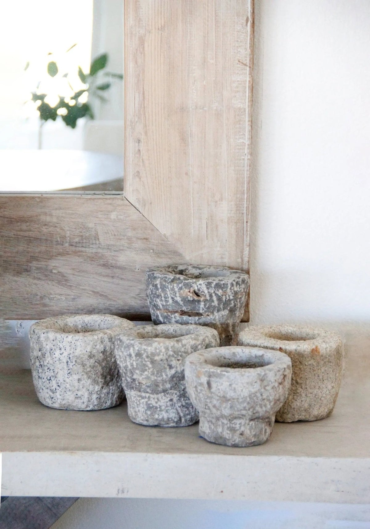 Vintage Stone Mortar | Hand Chiseled Garlic Grinder - Debra Hall Lifestyle
