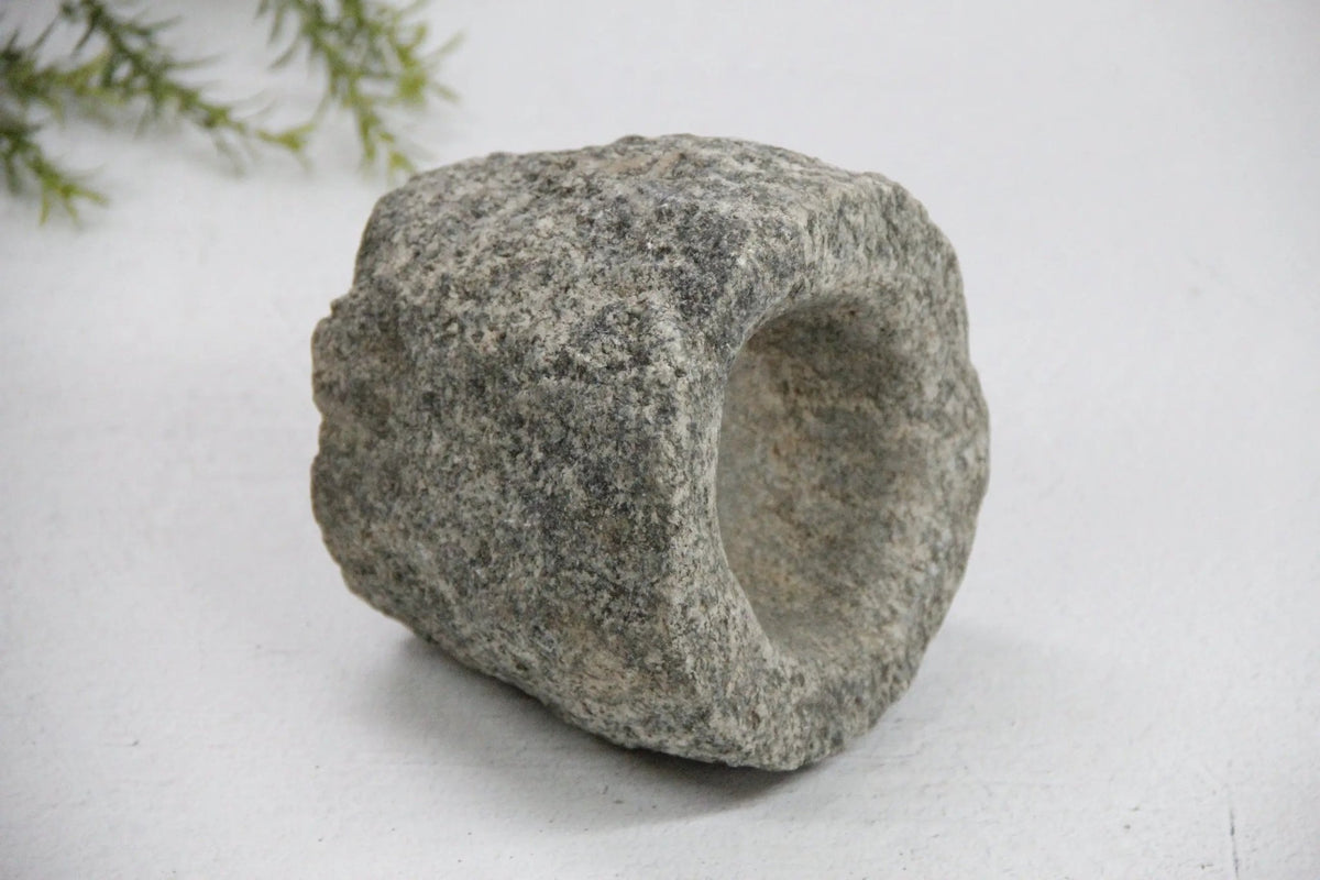 Vintage Stone Mortar | Hand Chiseled Garlic Grinder - Debra Hall Lifestyle