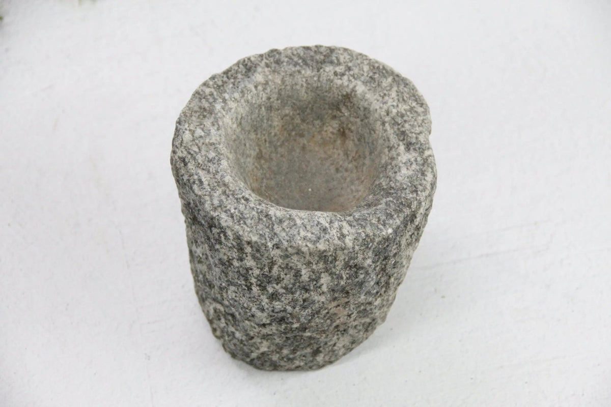 Vintage Stone Mortar | Hand Chiseled Garlic Grinder - Debra Hall Lifestyle
