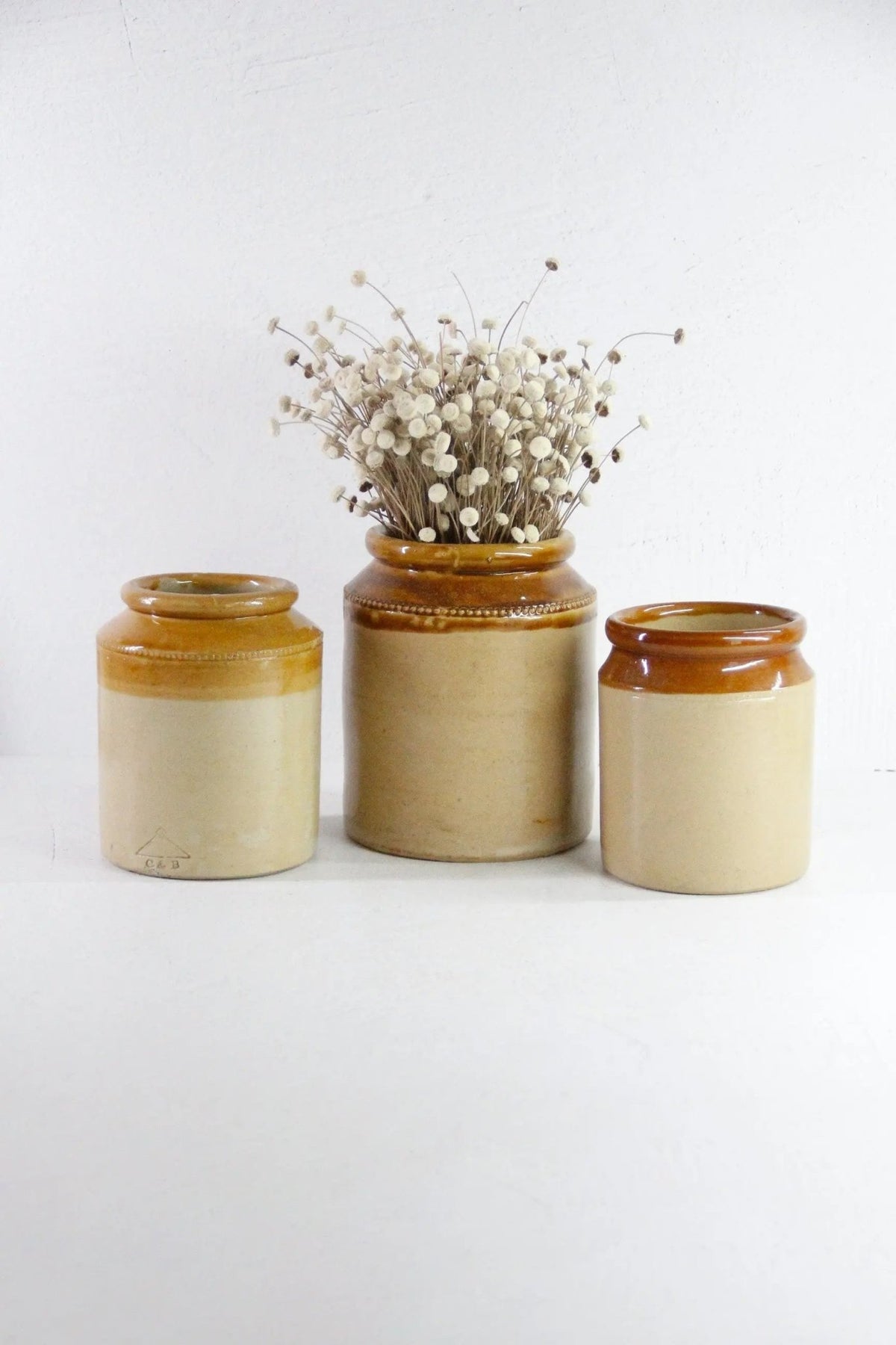 Vintage Stoneware Jar | English Two Tone Utensil - Debra Hall Lifestyle