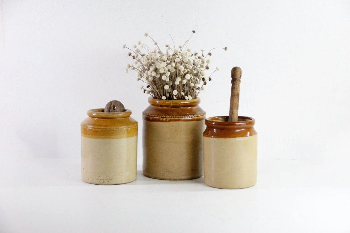 Vintage Stoneware Jar | English Two Tone Utensil - Debra Hall Lifestyle