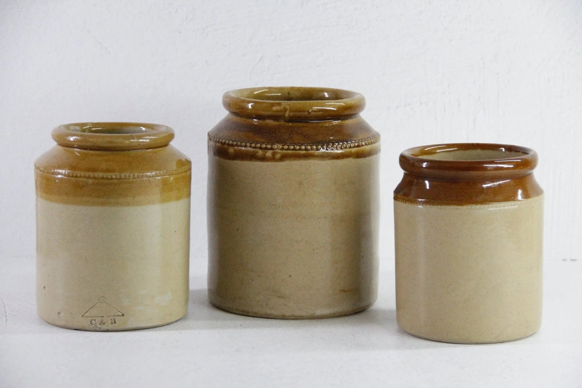 Vintage Stoneware Jar | English Two Tone Utensil - Debra Hall Lifestyle
