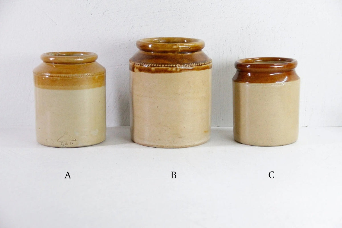 Vintage Stoneware Jar | English Two Tone Utensil - Debra Hall Lifestyle