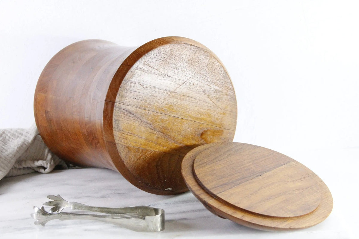 Vintage Teak Ice Bucket | Mid Century Danish Modern - Debra Hall Lifestyle