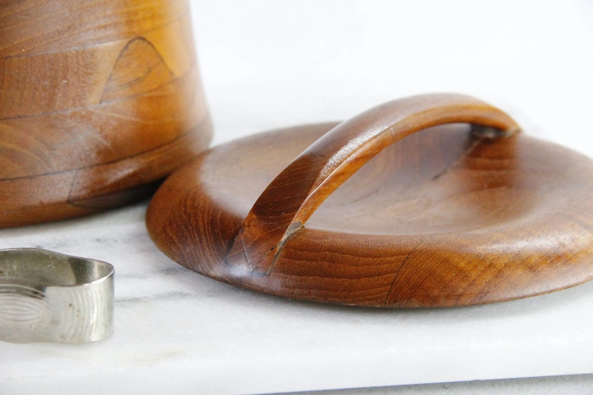 Vintage Teak Ice Bucket | Mid Century Danish Modern - Debra Hall Lifestyle