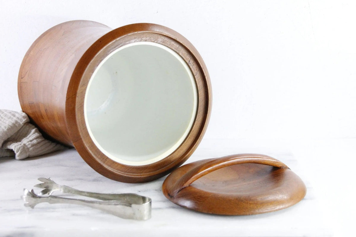 Vintage Teak Ice Bucket | Mid Century Danish Modern - Debra Hall Lifestyle