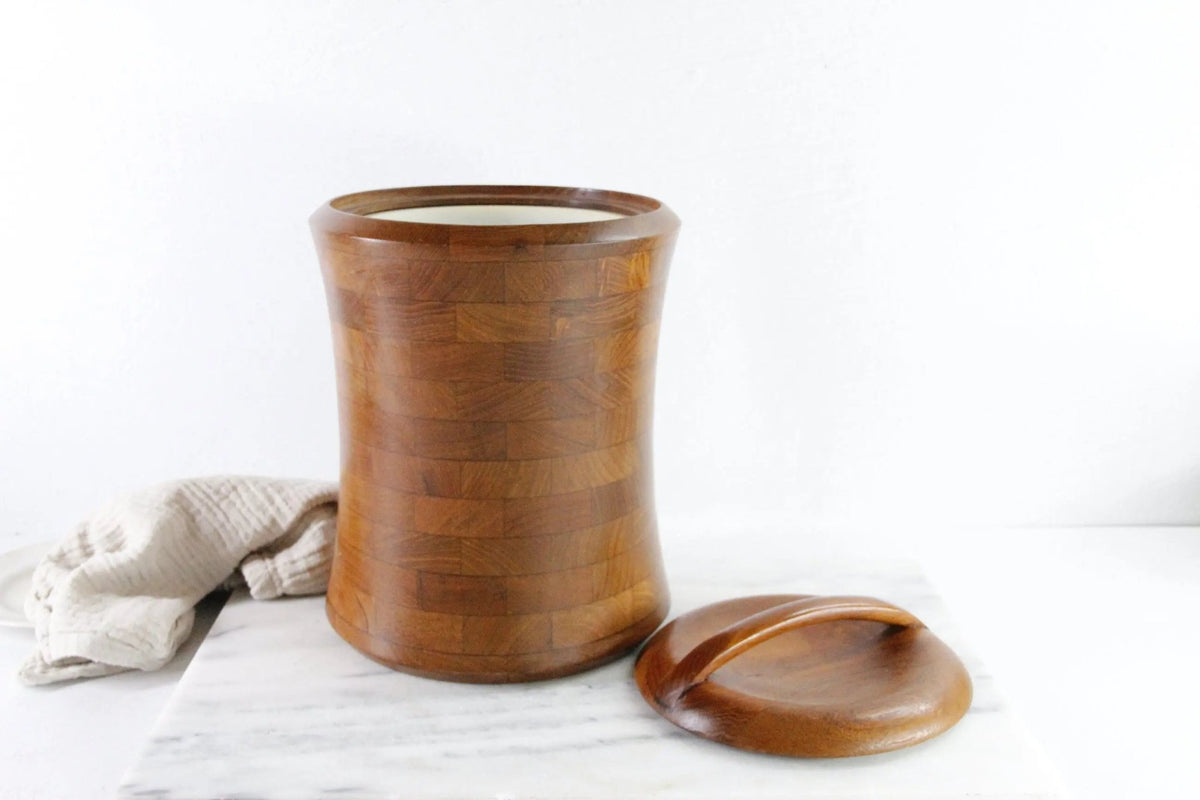 Vintage Teak Ice Bucket | Mid Century Danish Modern - Debra Hall Lifestyle
