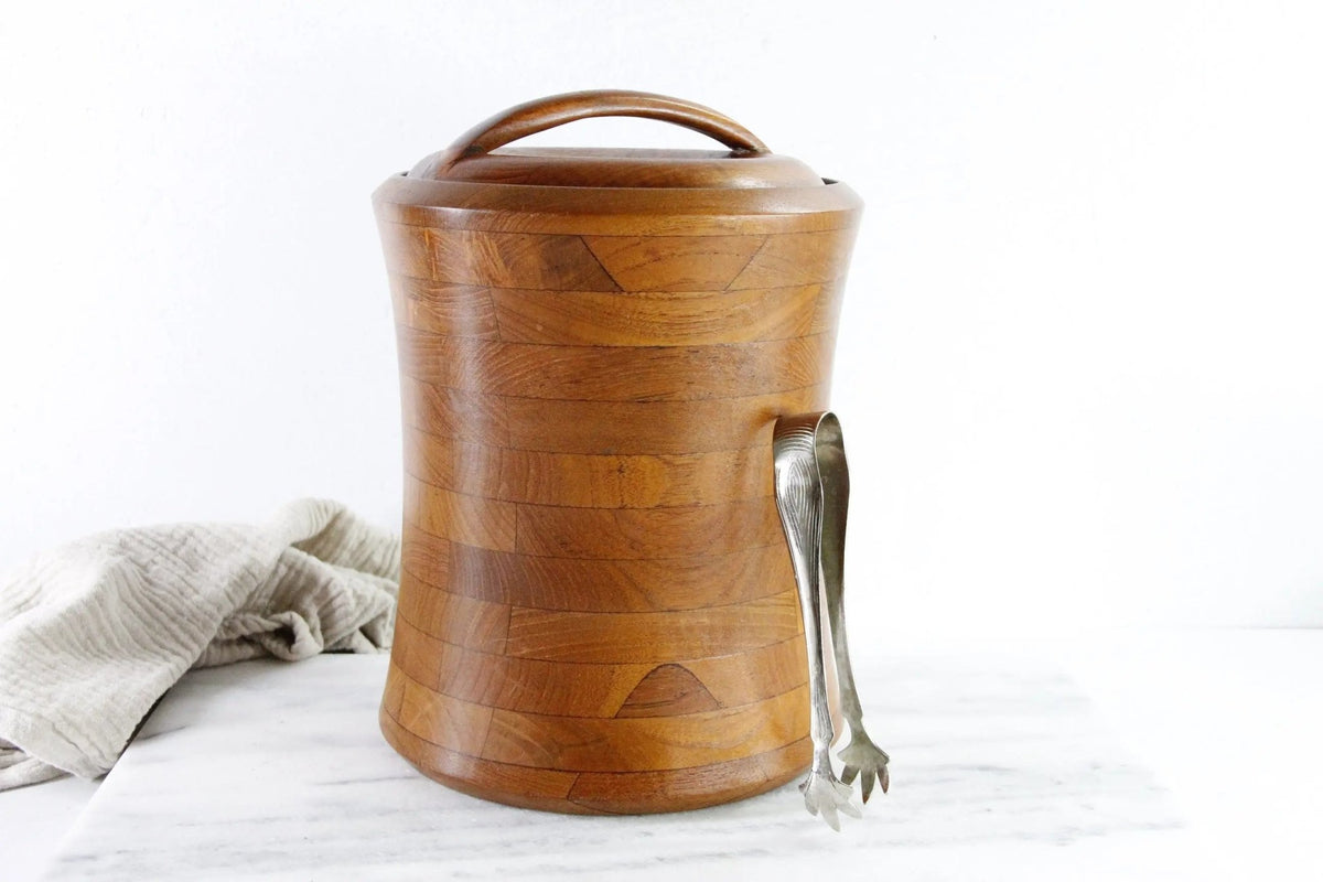 Vintage Teak Ice Bucket | Mid Century Danish Modern - Debra Hall Lifestyle