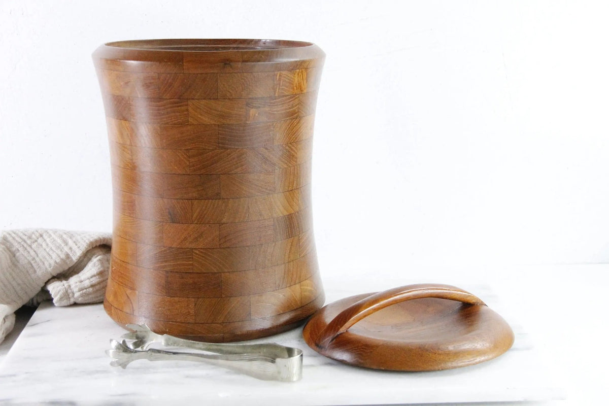 Vintage Teak Ice Bucket | Mid Century Danish Modern - Debra Hall Lifestyle