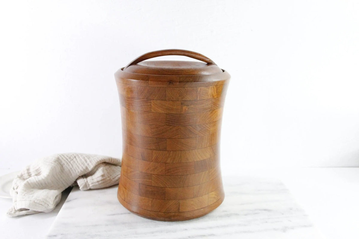 Vintage Teak Ice Bucket | Mid Century Danish Modern - Debra Hall Lifestyle