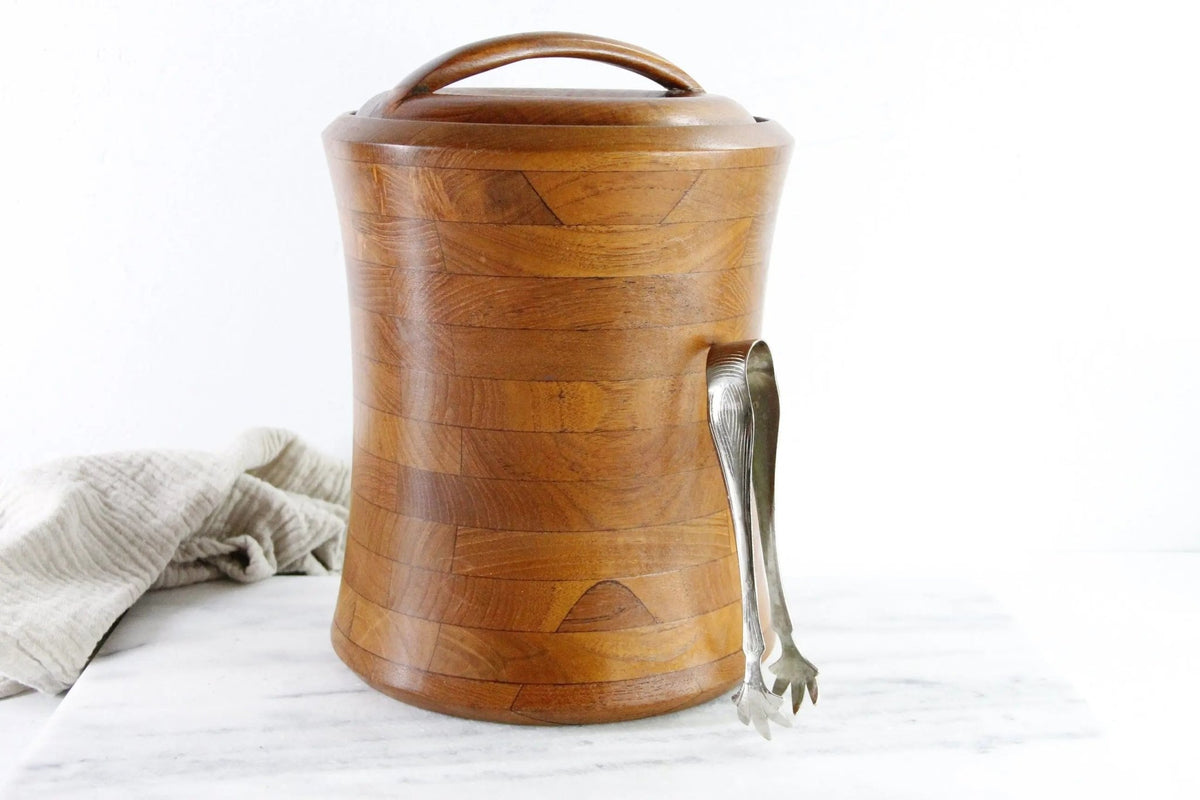 Vintage Teak Ice Bucket | Mid Century Danish Modern - Debra Hall Lifestyle