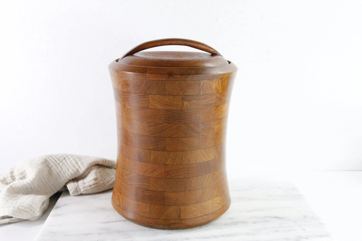Vintage Teak Ice Bucket | Mid Century Danish Modern - Debra Hall Lifestyle