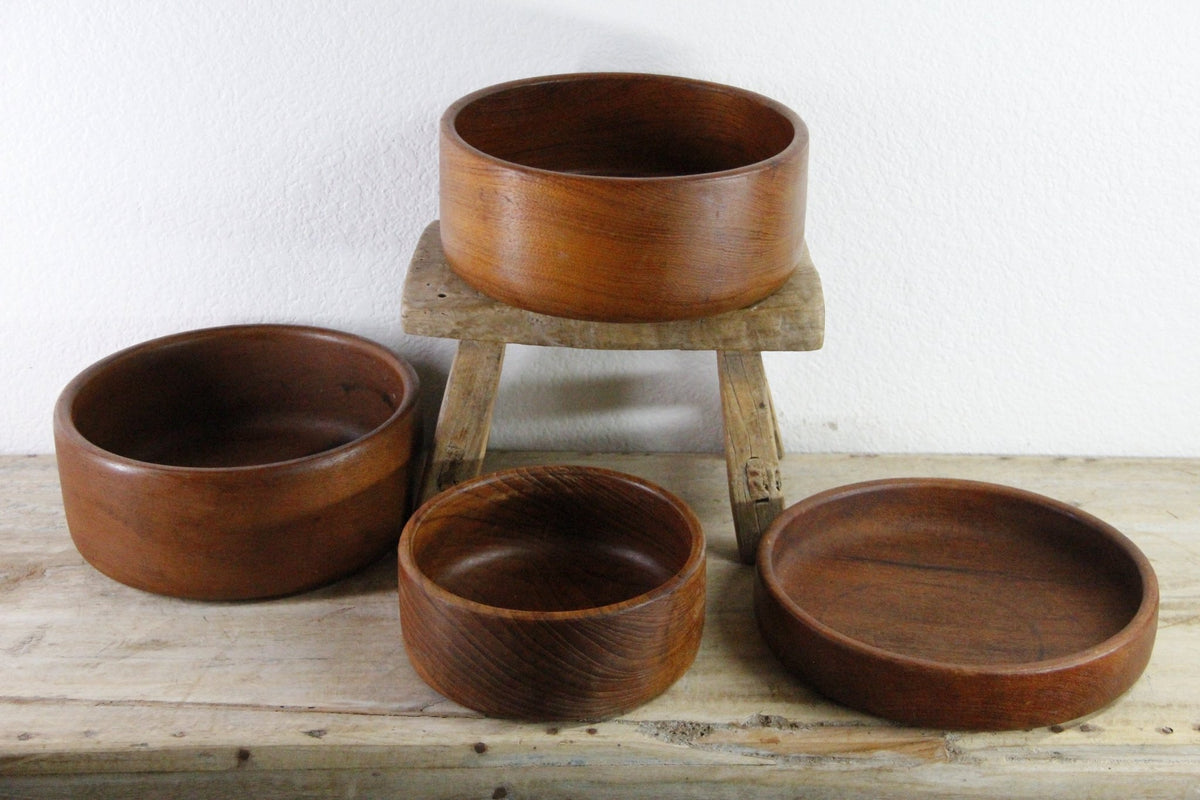 Vintage Teak Large Salad Bowl Midcentury Wood Serving Assorted - Debra Hall Lifestyle