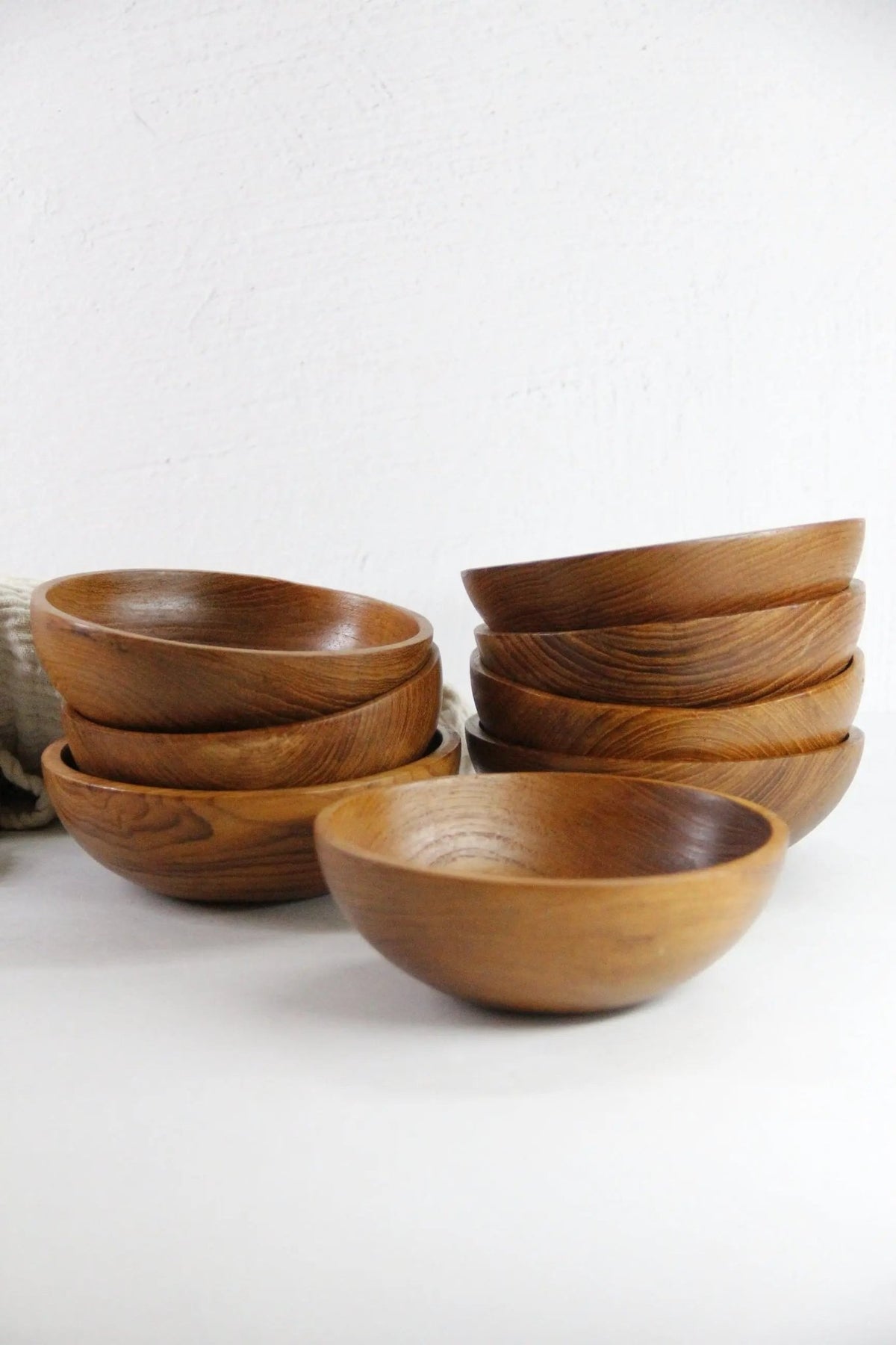 Vintage Teak Salad Bowl Set | 4 Small Handcrafted Thailand - Debra Hall Lifestyle
