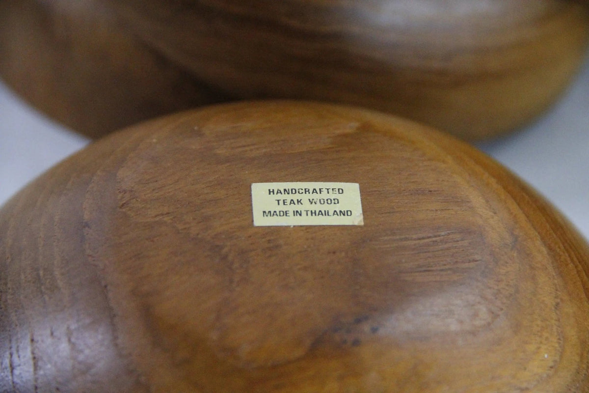 Vintage Teak Salad Bowl Set | 4 Small Handcrafted Thailand - Debra Hall Lifestyle