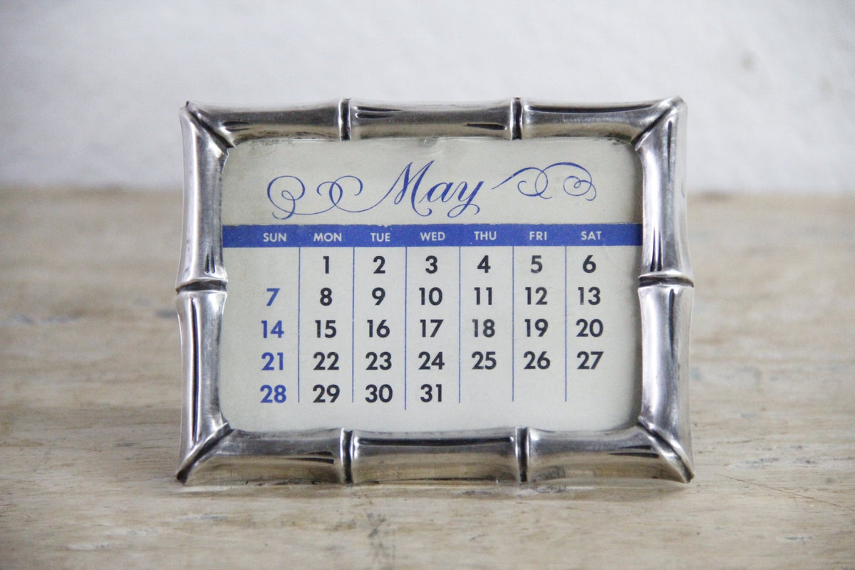 Vintage Tiffany Sterling Silver Desk Calendar Bamboo Perpetual - Debra Hall Lifestyle