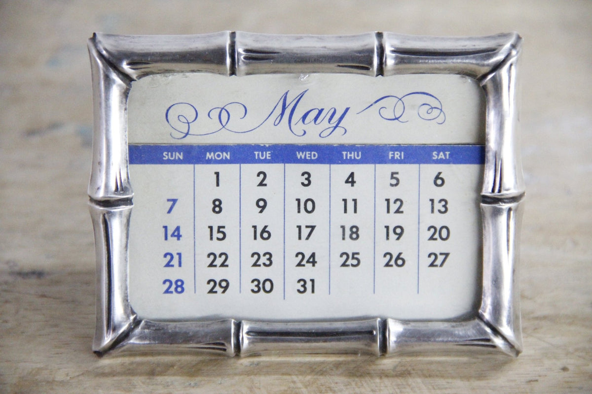 Vintage Tiffany Sterling Silver Desk Calendar Bamboo Perpetual - Debra Hall Lifestyle
