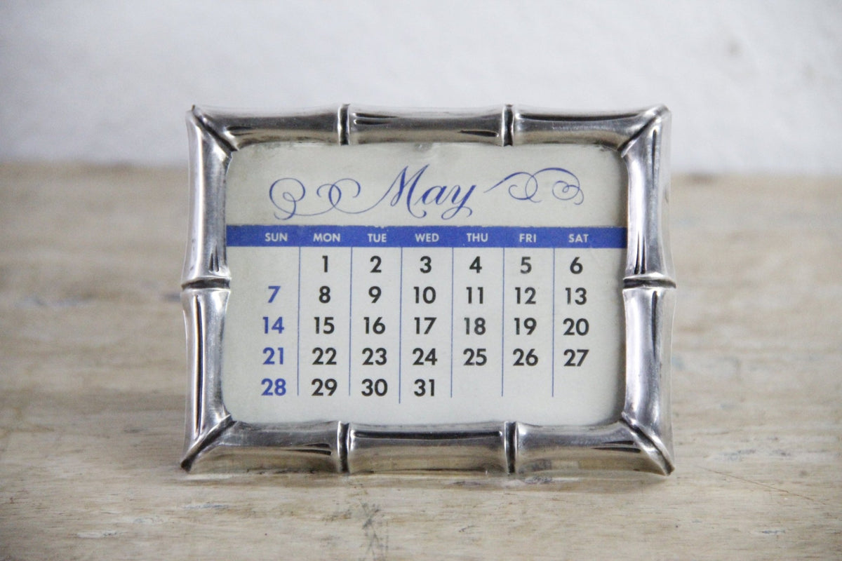 Vintage Tiffany Sterling Silver Desk Calendar Bamboo Perpetual - Debra Hall Lifestyle