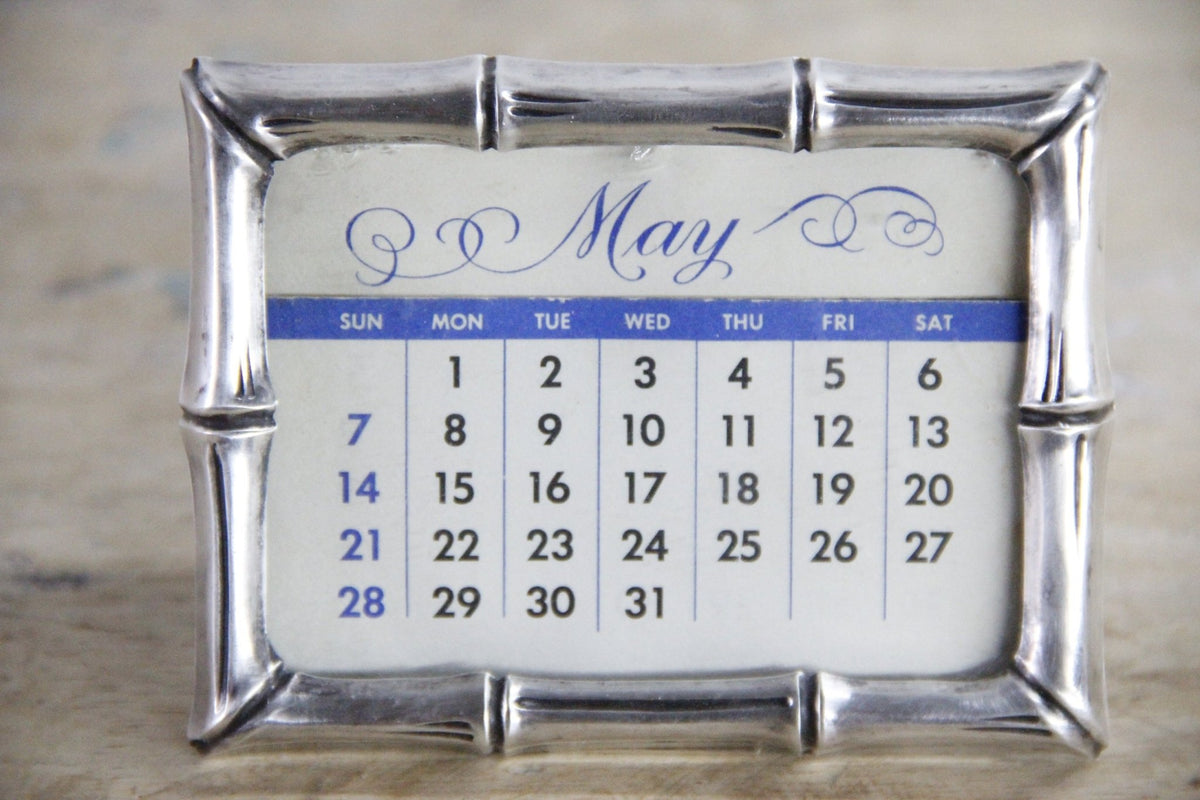 Vintage Tiffany Sterling Silver Desk Calendar Bamboo Perpetual - Debra Hall Lifestyle