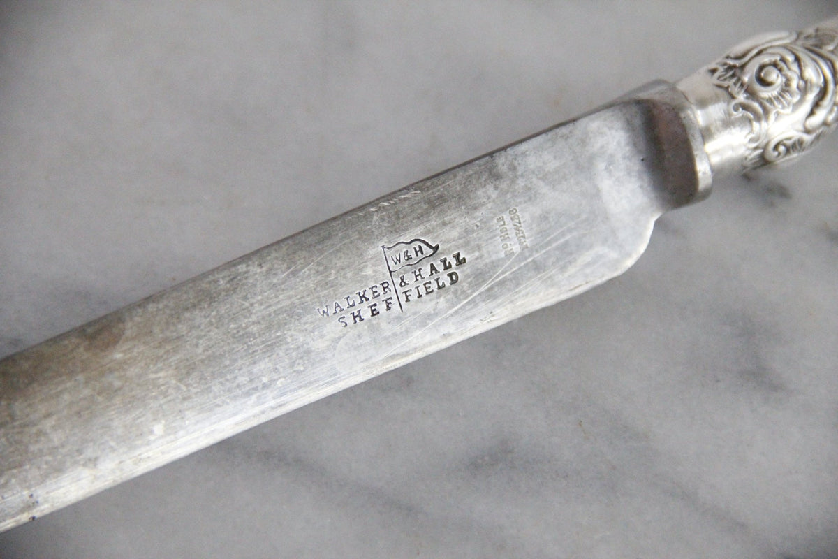 Vintage Walker & Hall Carving Knife | English Silver Plate Sheffield - Debra Hall Lifestyle