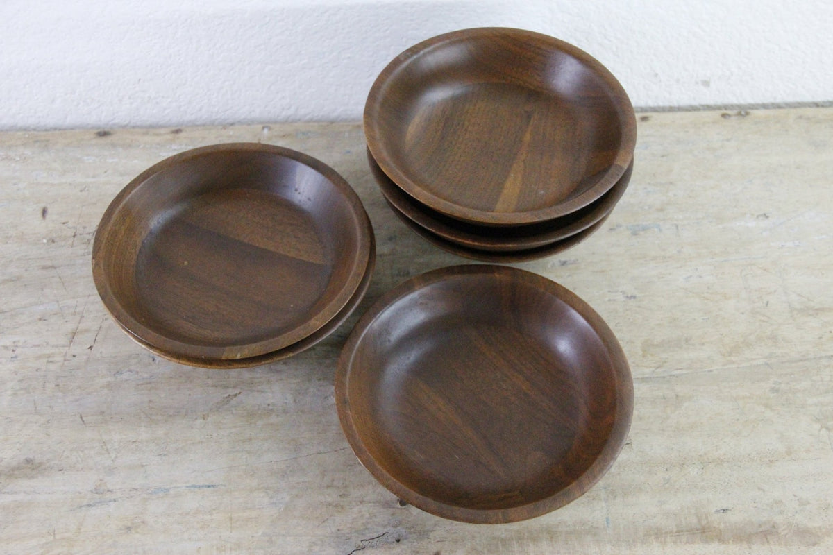 Vintage Walnut Salad Bowls Set of 6 Lebanon Supply Co Heirloom - Debra Hall Lifestyle