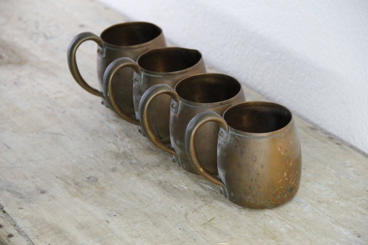 Vintage West Bend Copper Mugs Set of 4 Solid Copper USA - Debra Hall Lifestyle