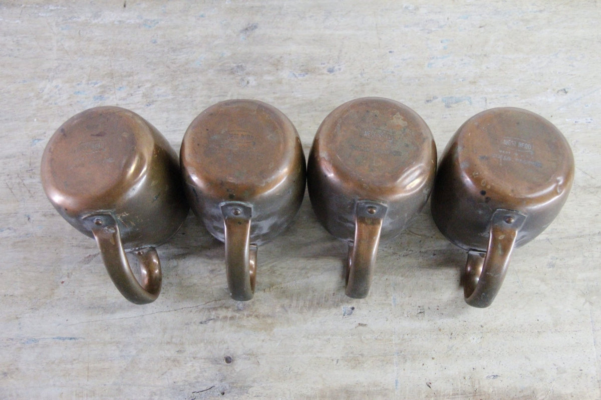 Vintage West Bend Copper Mugs Set of 4 Solid Copper USA - Debra Hall Lifestyle