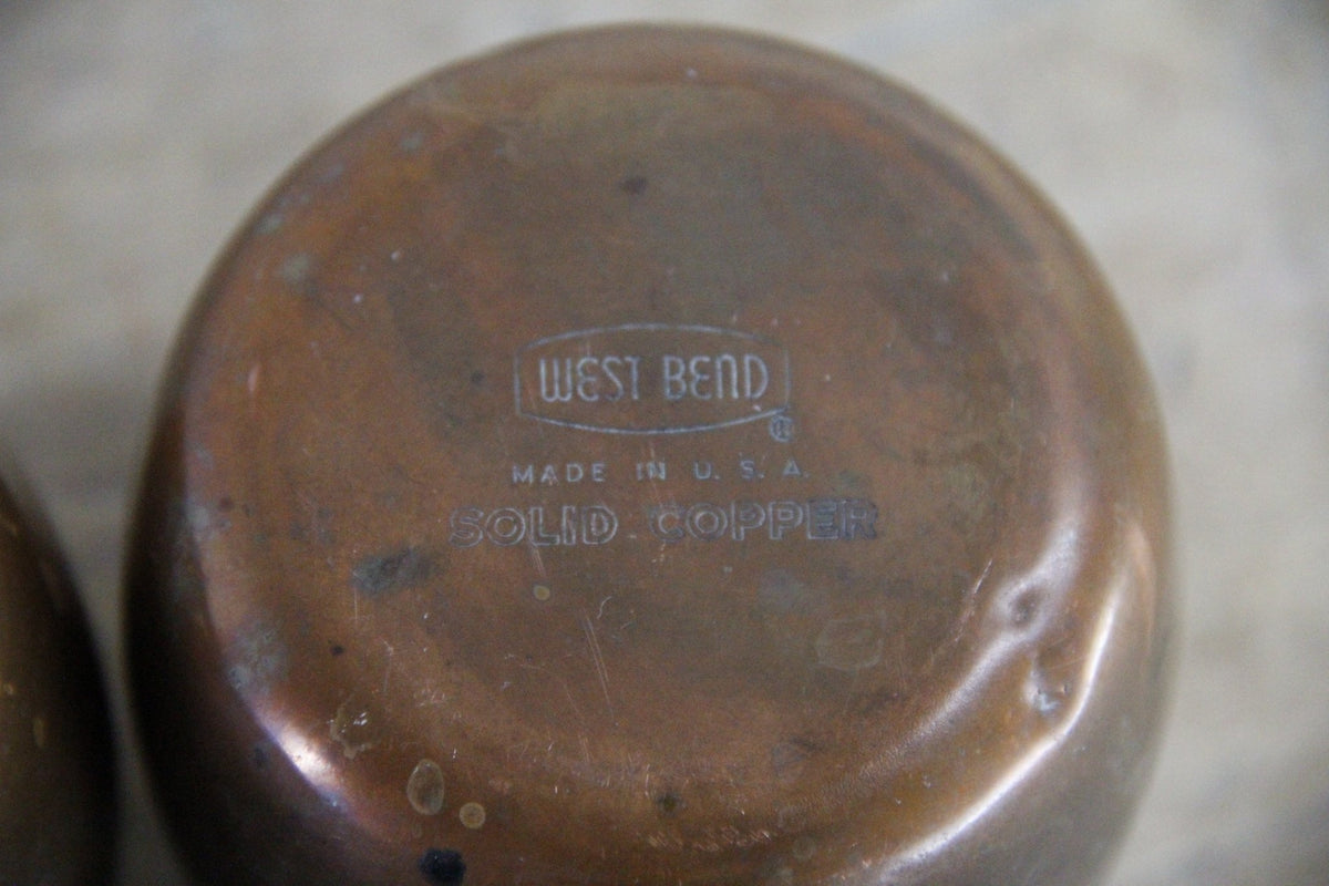 Vintage West Bend Copper Mugs Set of 4 Solid Copper USA - Debra Hall Lifestyle
