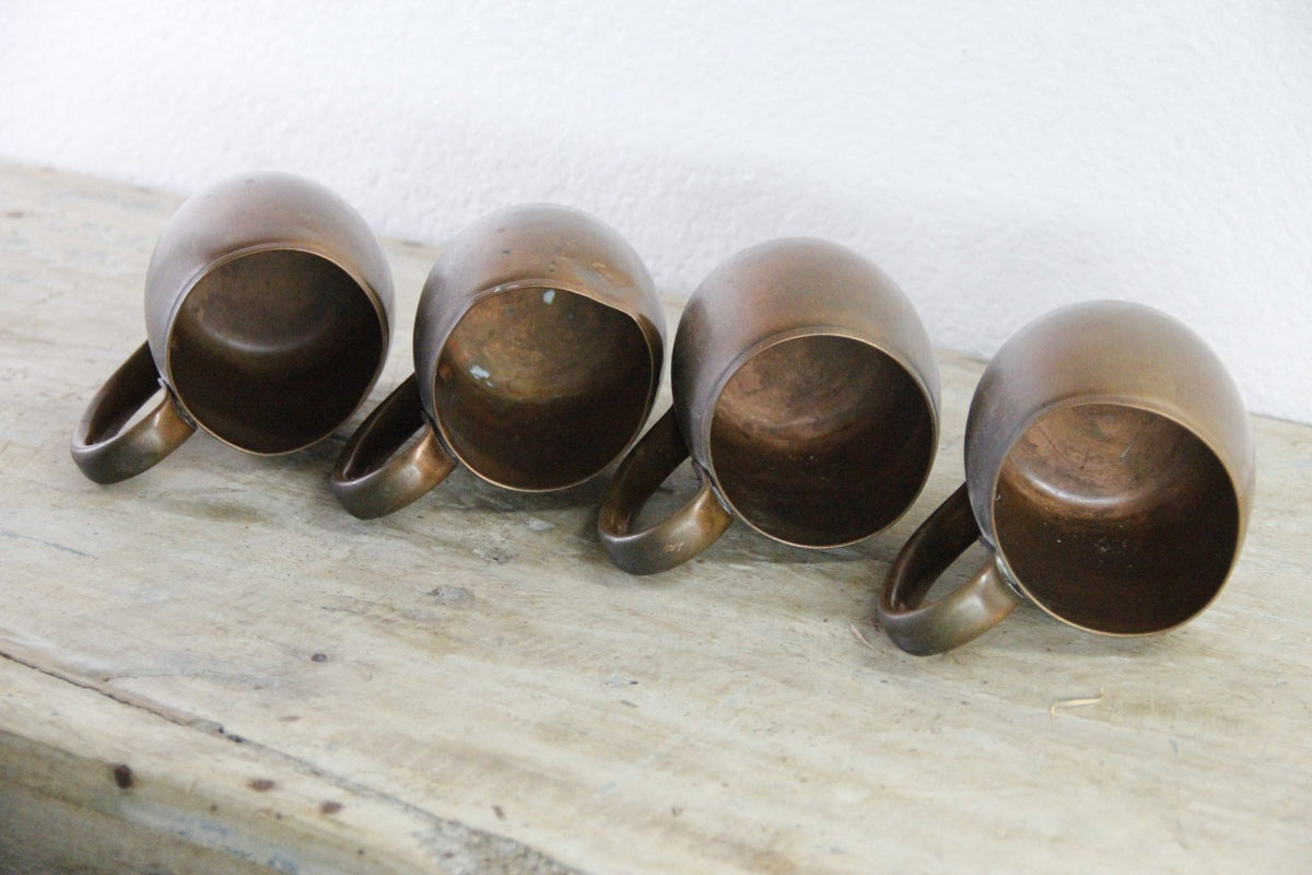 Vintage West Bend Copper Mugs Set of 4 Solid Copper USA - Debra Hall Lifestyle