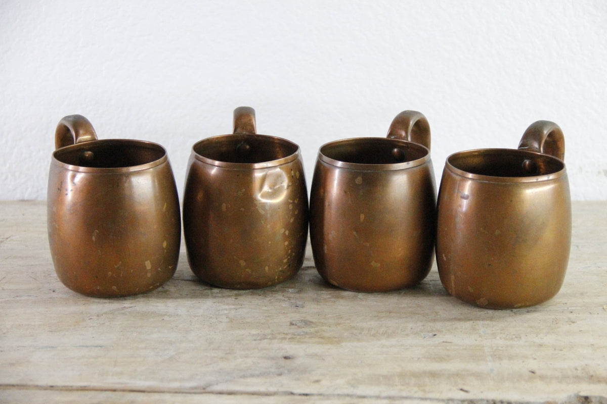 Vintage West Bend Copper Mugs Set of 4 Solid Copper USA - Debra Hall Lifestyle