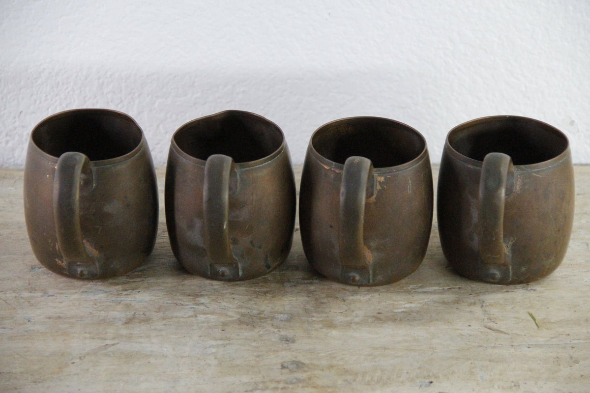 Vintage West Bend Copper Mugs Set of 4 Solid Copper USA - Debra Hall Lifestyle