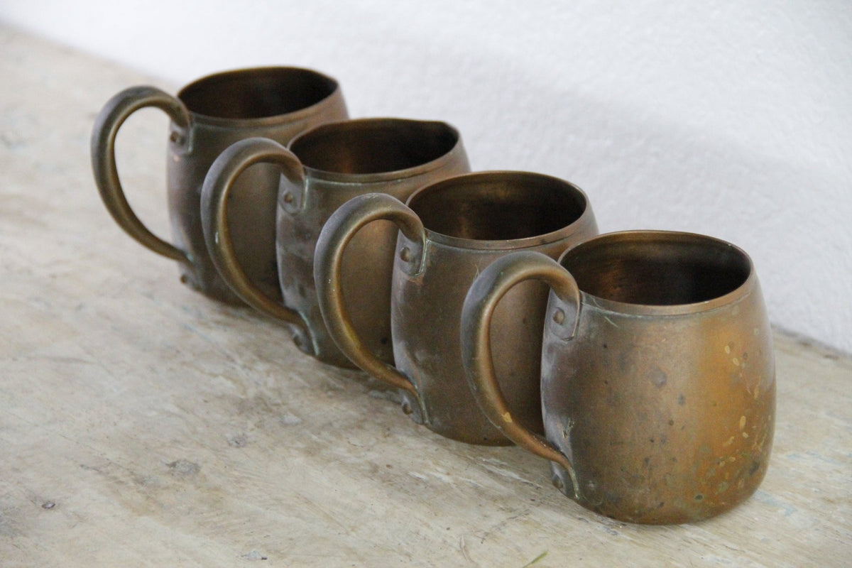 Vintage West Bend Copper Mugs Set of 4 Solid Copper USA - Debra Hall Lifestyle