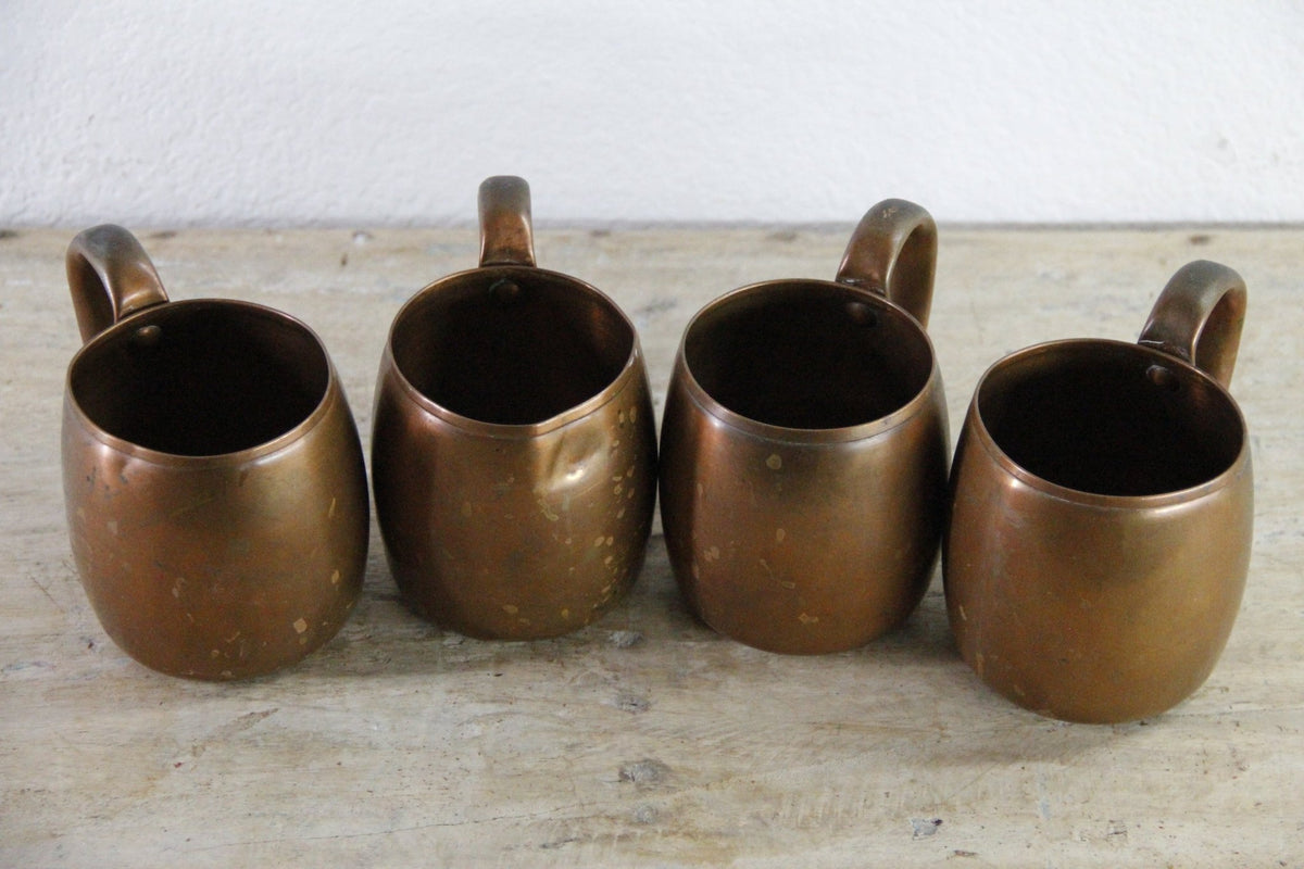 Vintage West Bend Copper Mugs Set of 4 Solid Copper USA - Debra Hall Lifestyle