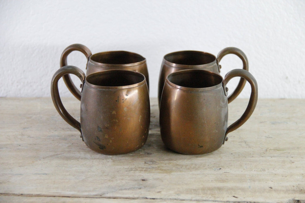 Vintage West Bend Copper Mugs Set of 4 Solid Copper USA - Debra Hall Lifestyle