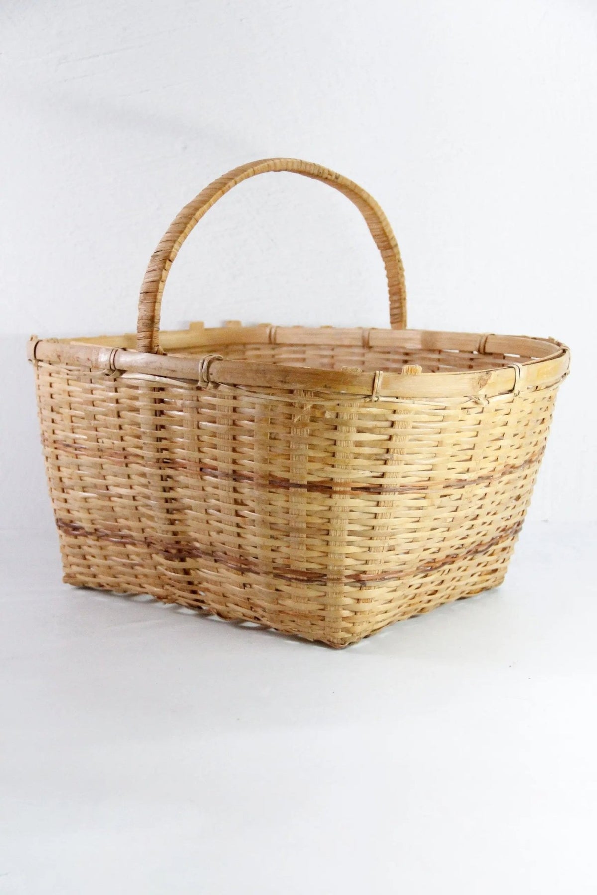 Vintage Wicker Basket With Handle | Asian Bamboo Harvest - Debra Hall Lifestyle