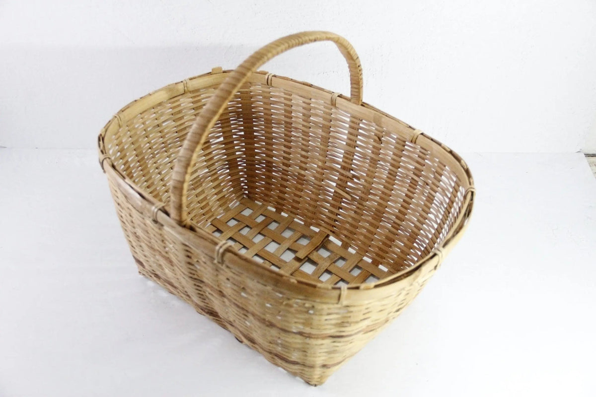 Vintage Wicker Basket With Handle | Asian Bamboo Harvest - Debra Hall Lifestyle
