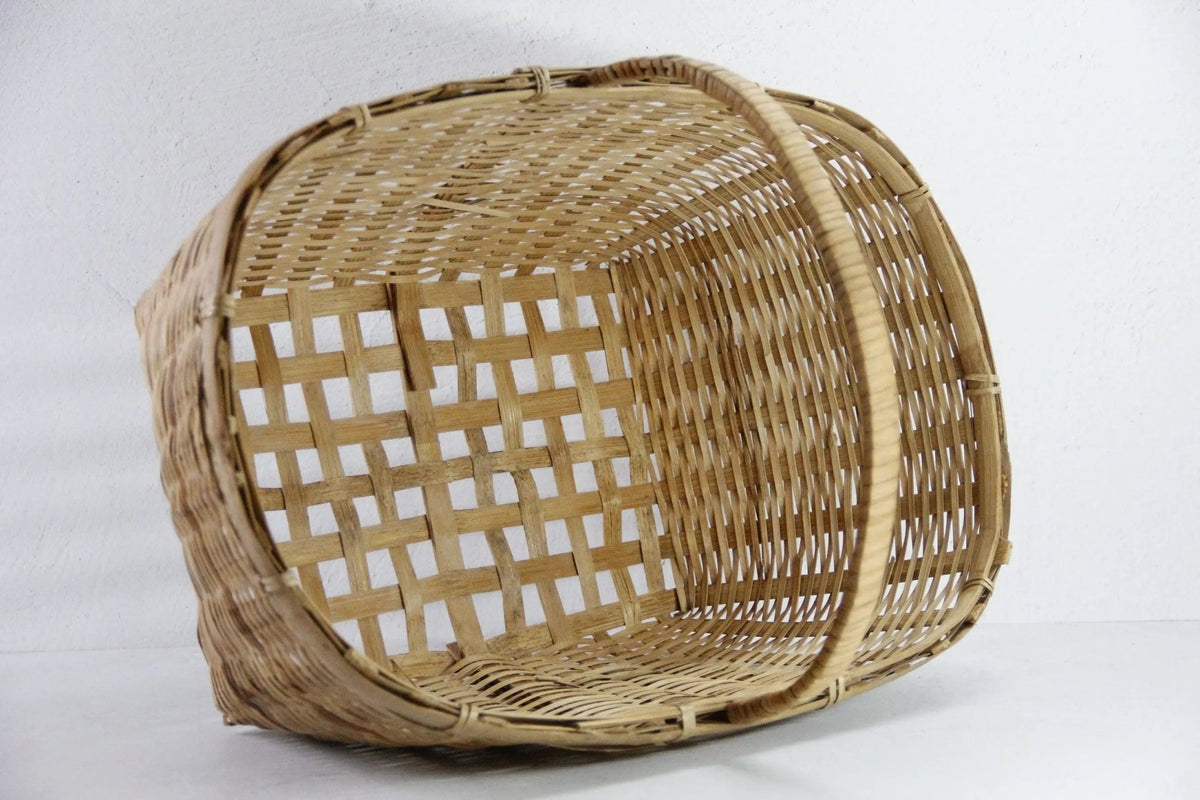 Vintage Wicker Basket With Handle | Asian Bamboo Harvest - Debra Hall Lifestyle