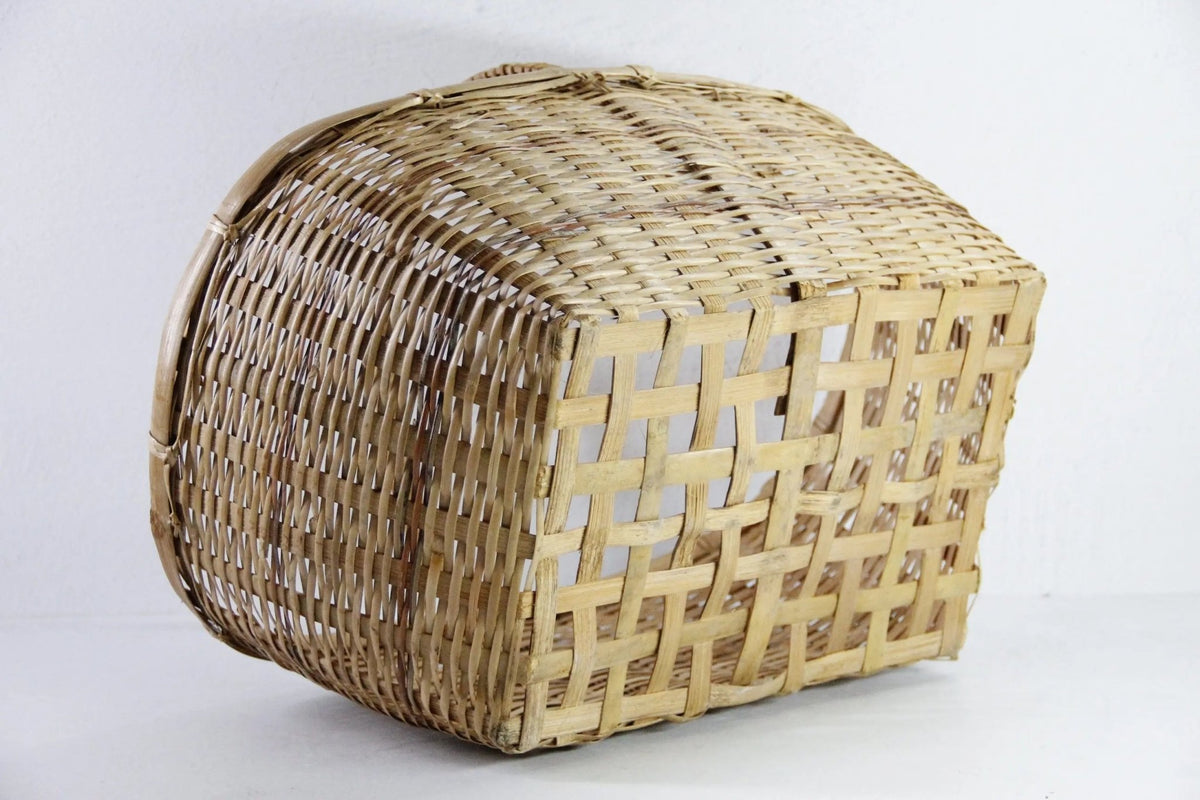 Vintage Wicker Basket With Handle | Asian Bamboo Harvest - Debra Hall Lifestyle