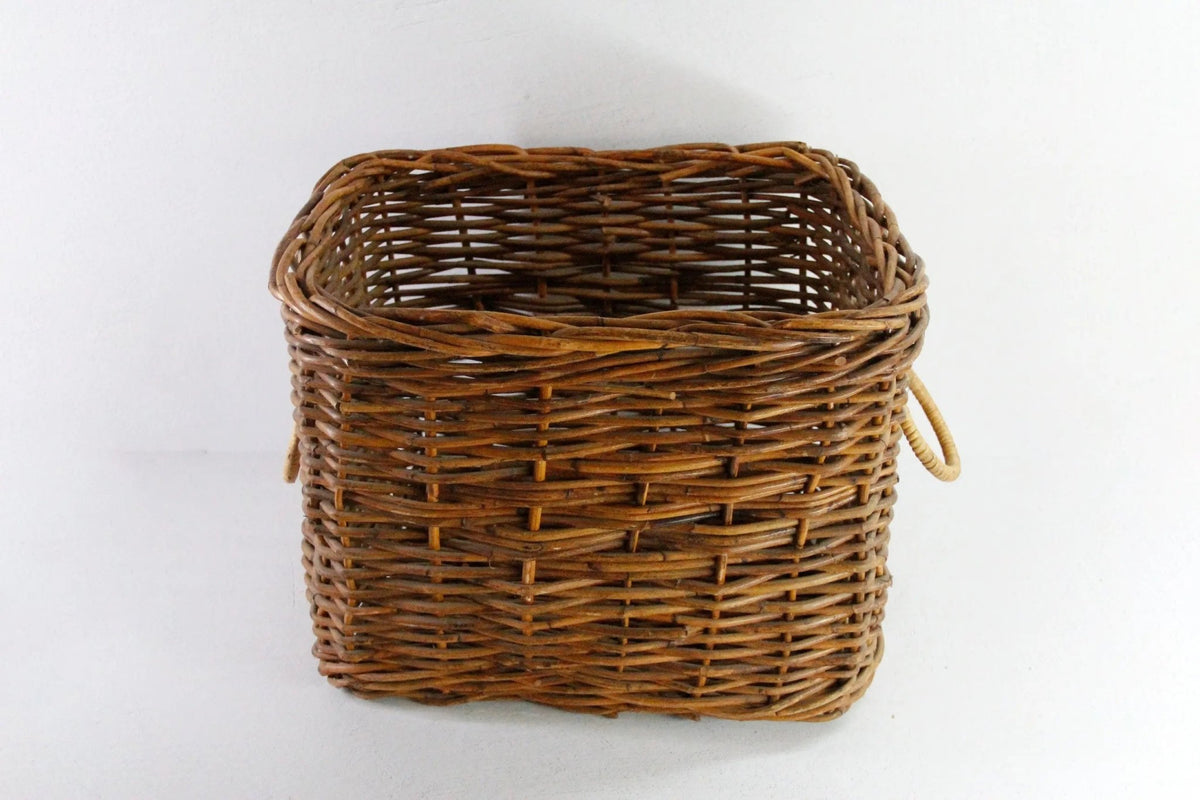Vintage Wicker Basket with Handles | Floor Storage/Planter - Debra Hall Lifestyle