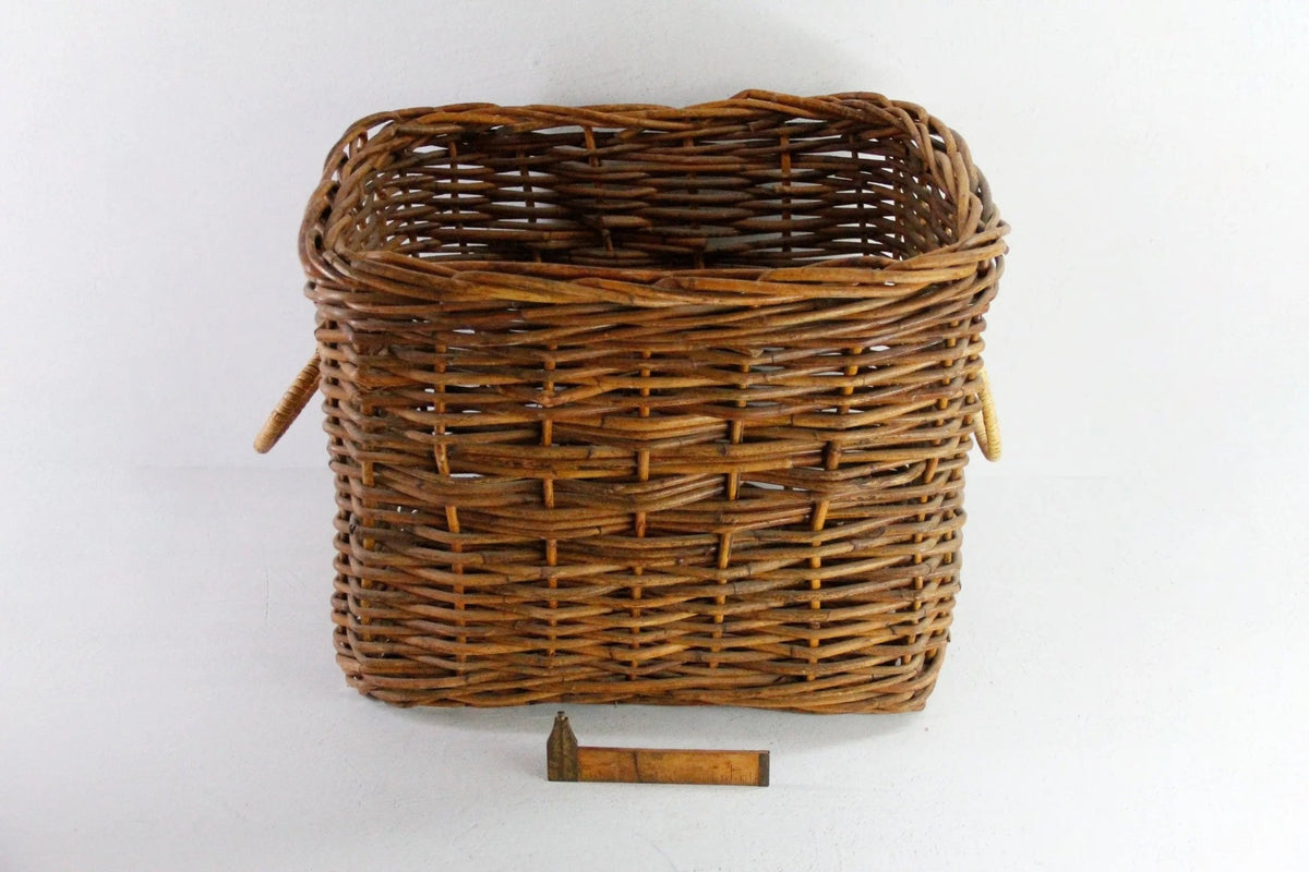 Vintage Wicker Basket with Handles | Floor Storage/Planter - Debra Hall Lifestyle
